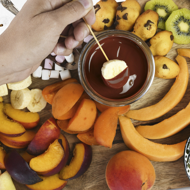 Recette Fondue de chocolat noir grand cru, fruits de saison